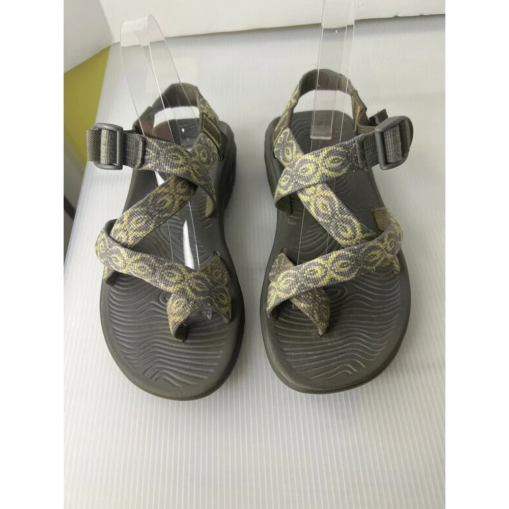 Chaco Z Cloud 2 Womens Athletic Sandals  Gray Yellow Geometric Strappy 7